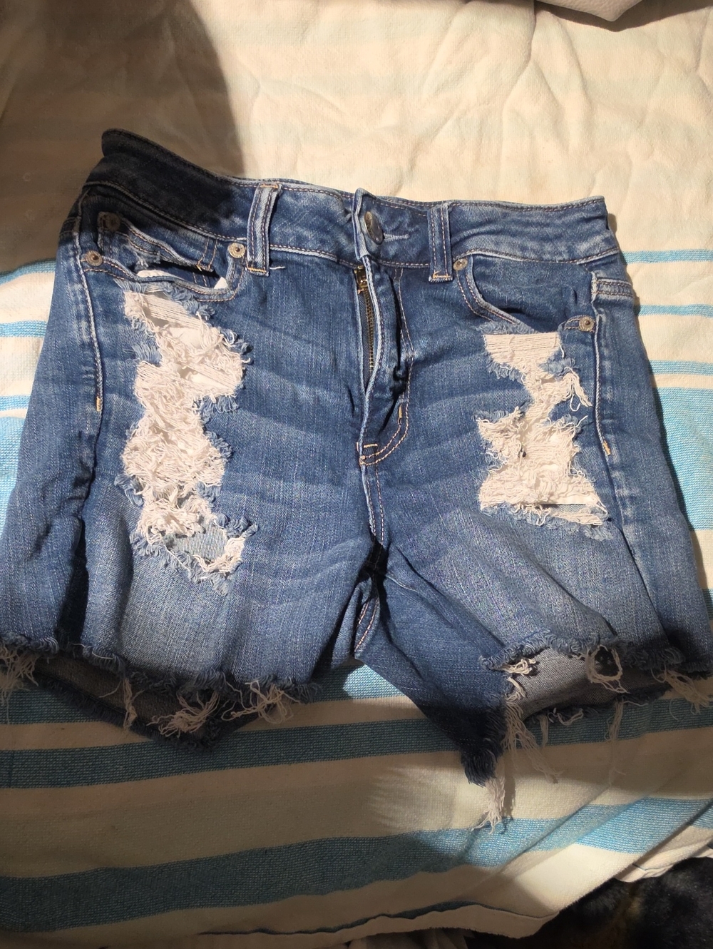 American Eagle Outfitters Distressed Blue Denim Jean Shorts